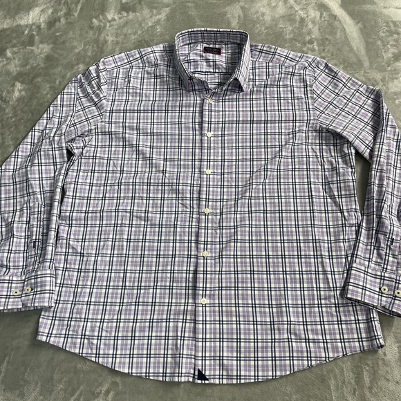 UNTUCKit Other - UNTUCKit Shirt Mens 2XL Purple Plaid Long Sleeve Button Up Stretch Nylon Casual